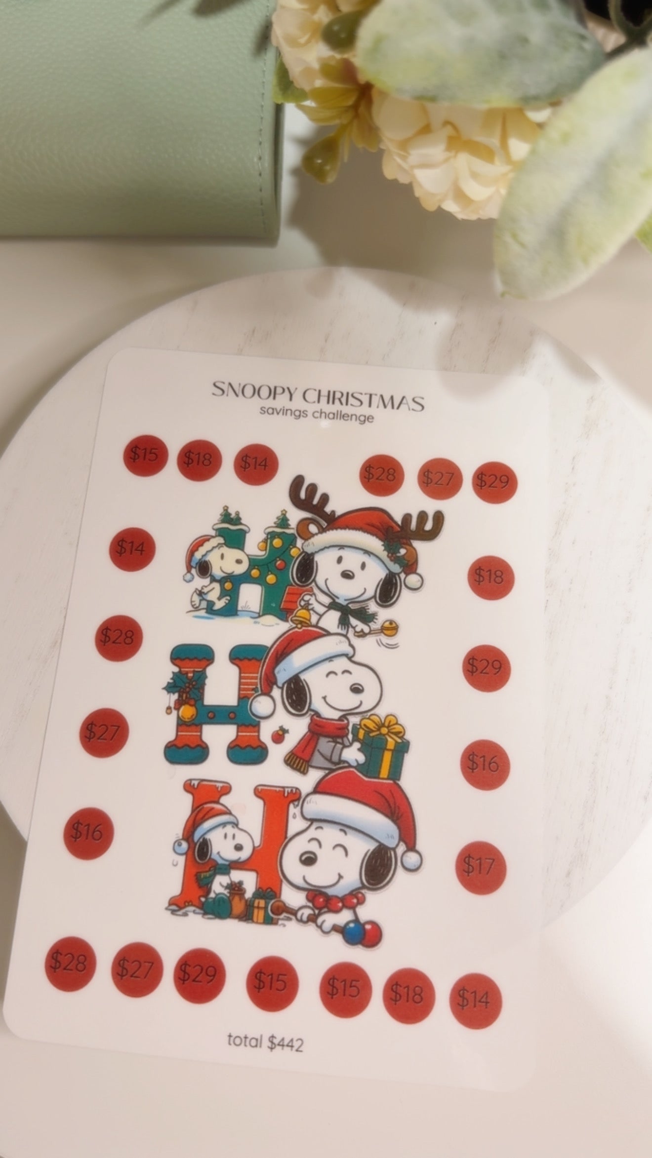 Snoopy Christmas Savings Challenge