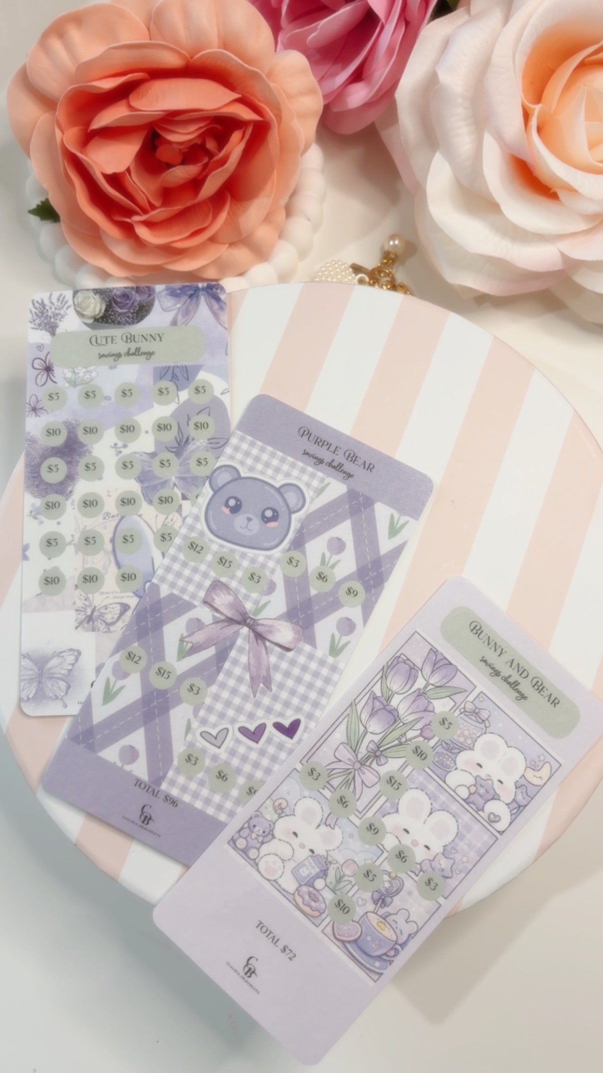 Purple Bunny and Bear Savings Challenge