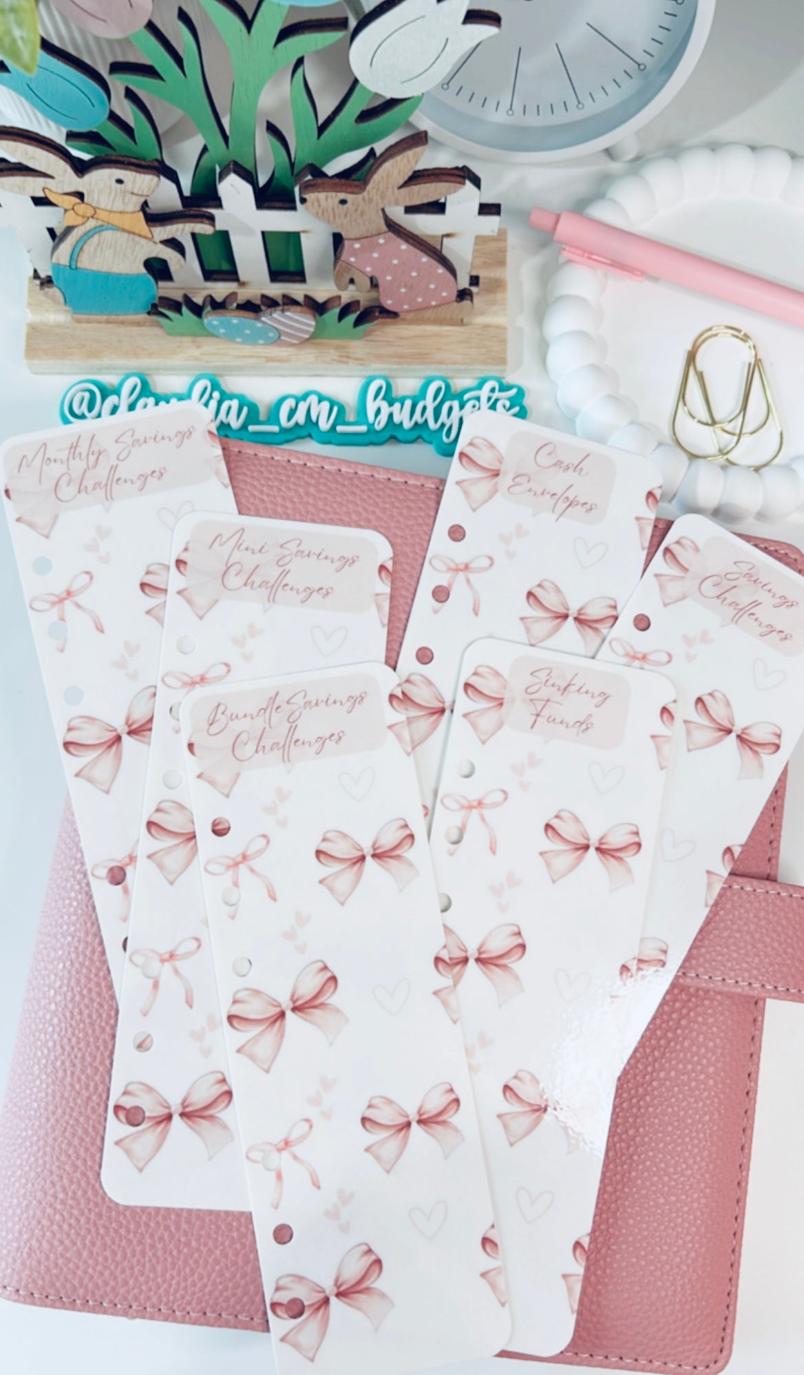 Blush Pink Bow Theme Bookmarks