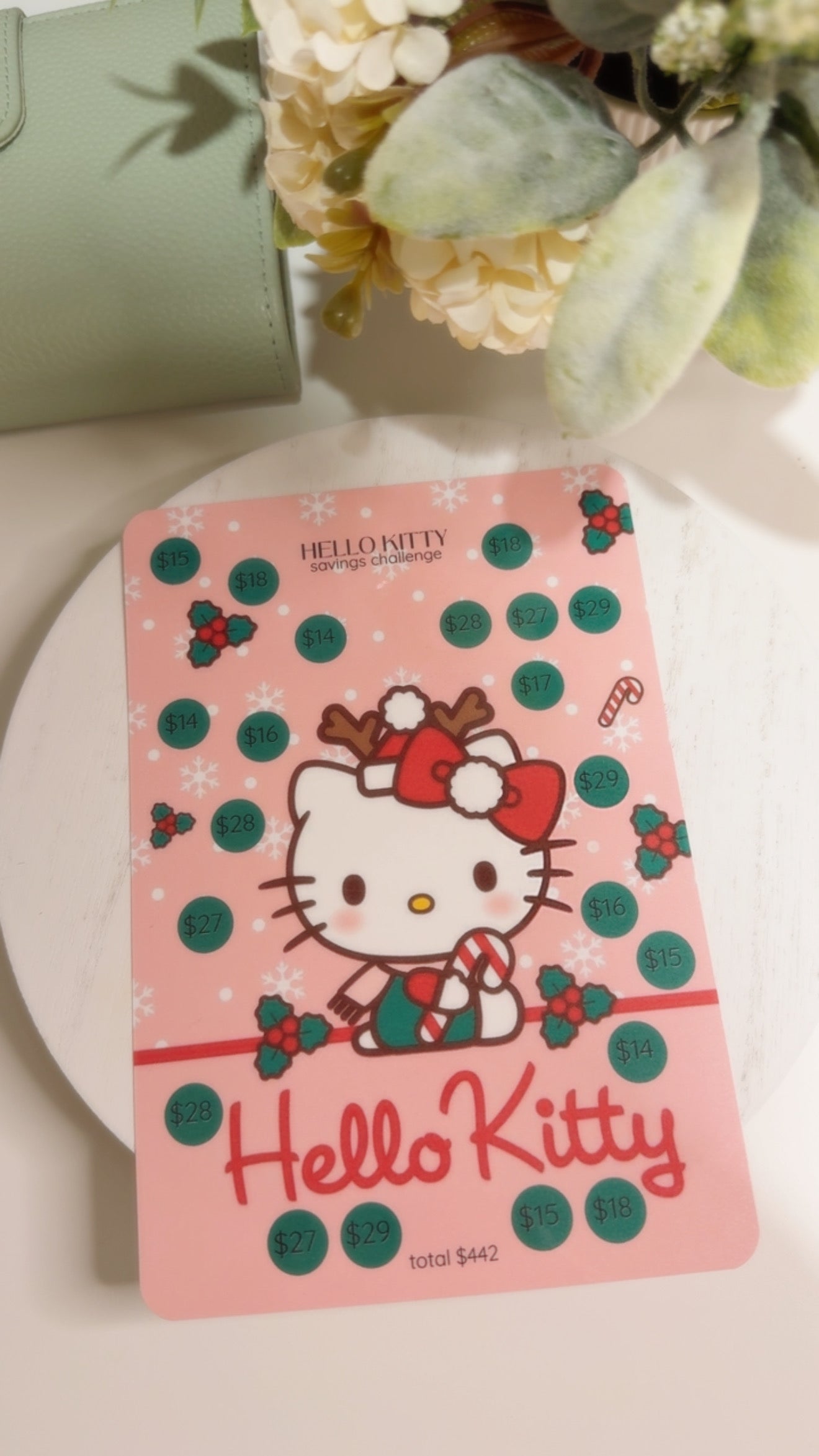 Hello Kitty (pink/green) Christmas Savings Challenge