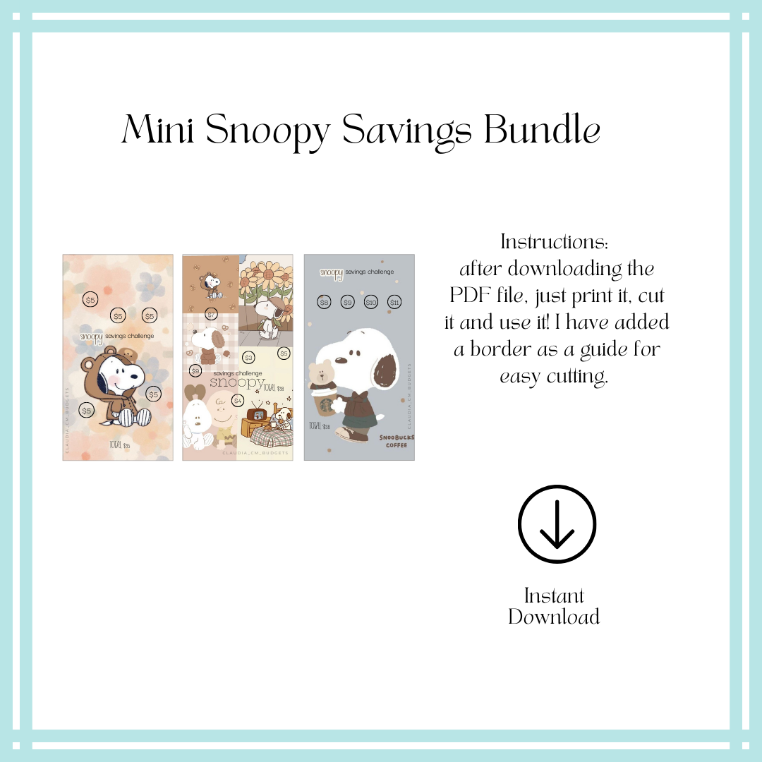 Mini Snoopy Savings Challenge Bundle (DIGITAL FILE)