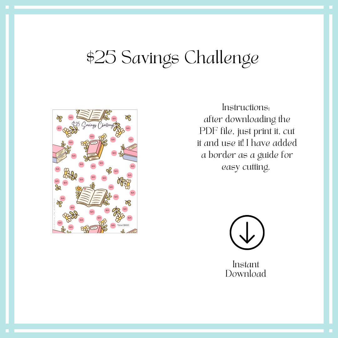 A5 $25 Savings Challenge (DIGITAL FILE)