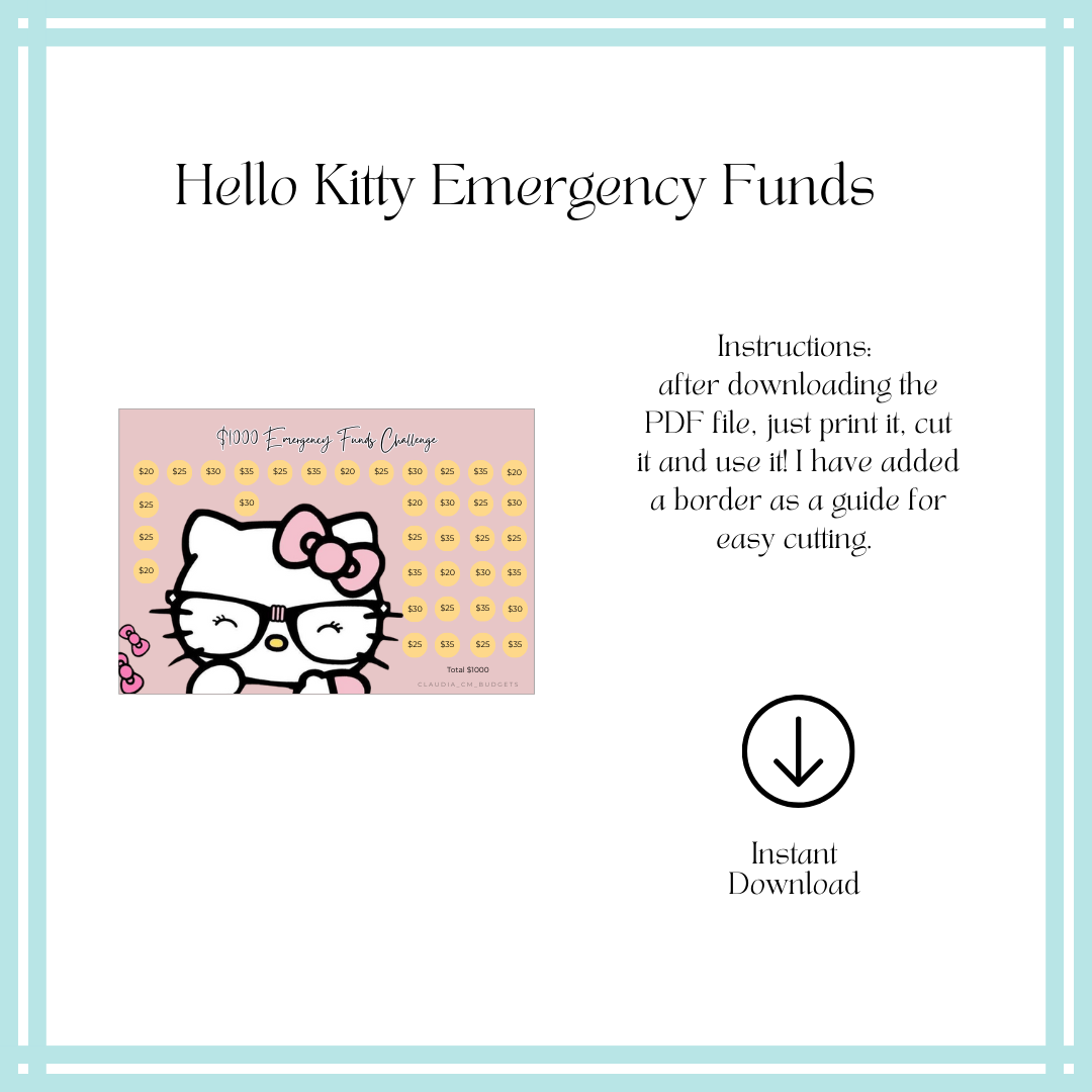 A5 Hello Kitty Emergency Funds (DIGITAL FILE)