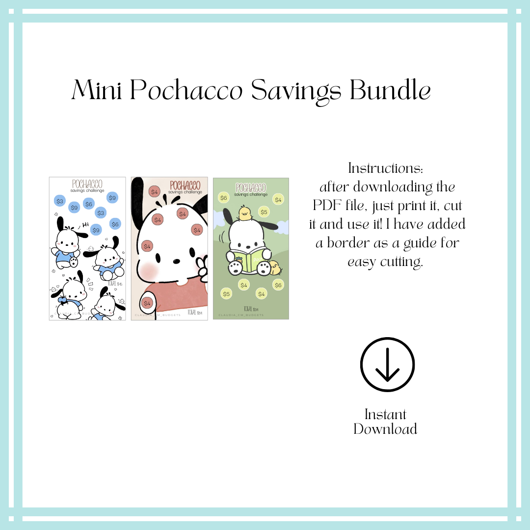 Mini Pochacco Savings Challenge Bundle (DIGITAL FILE)