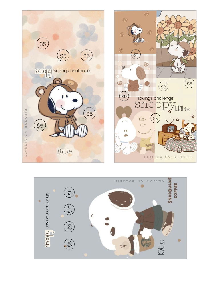 Mini Snoopy Savings Challenge Bundle (DIGITAL FILE)