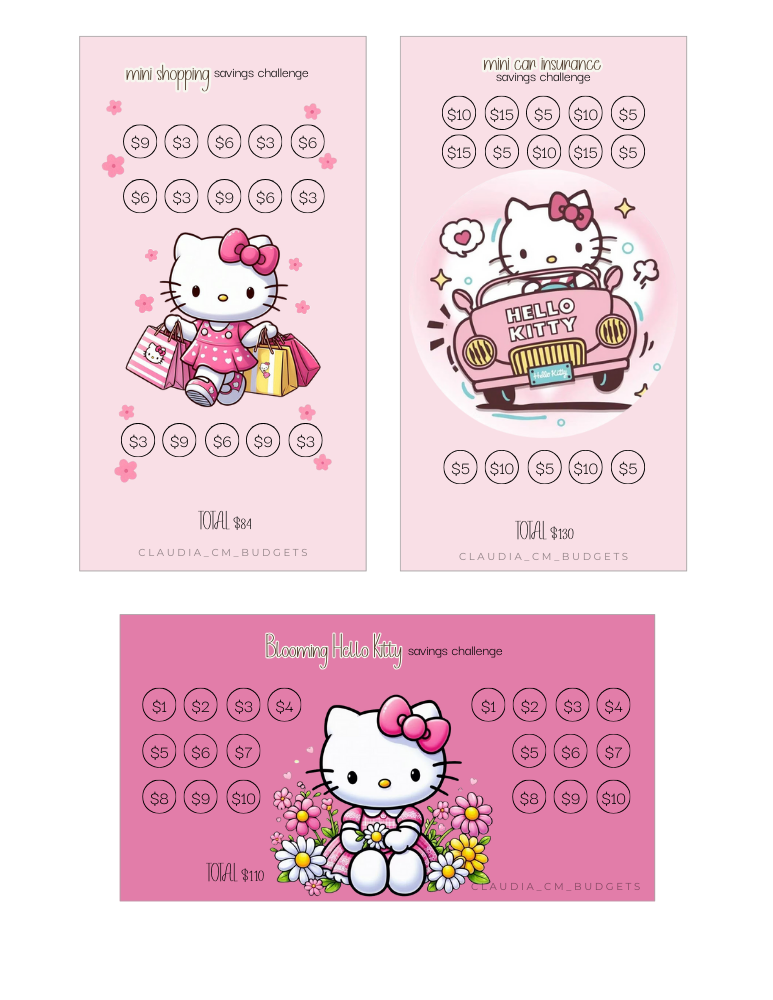 Mini Hello Kitty Savings Challenge Bundle (DIGITAL FILE)