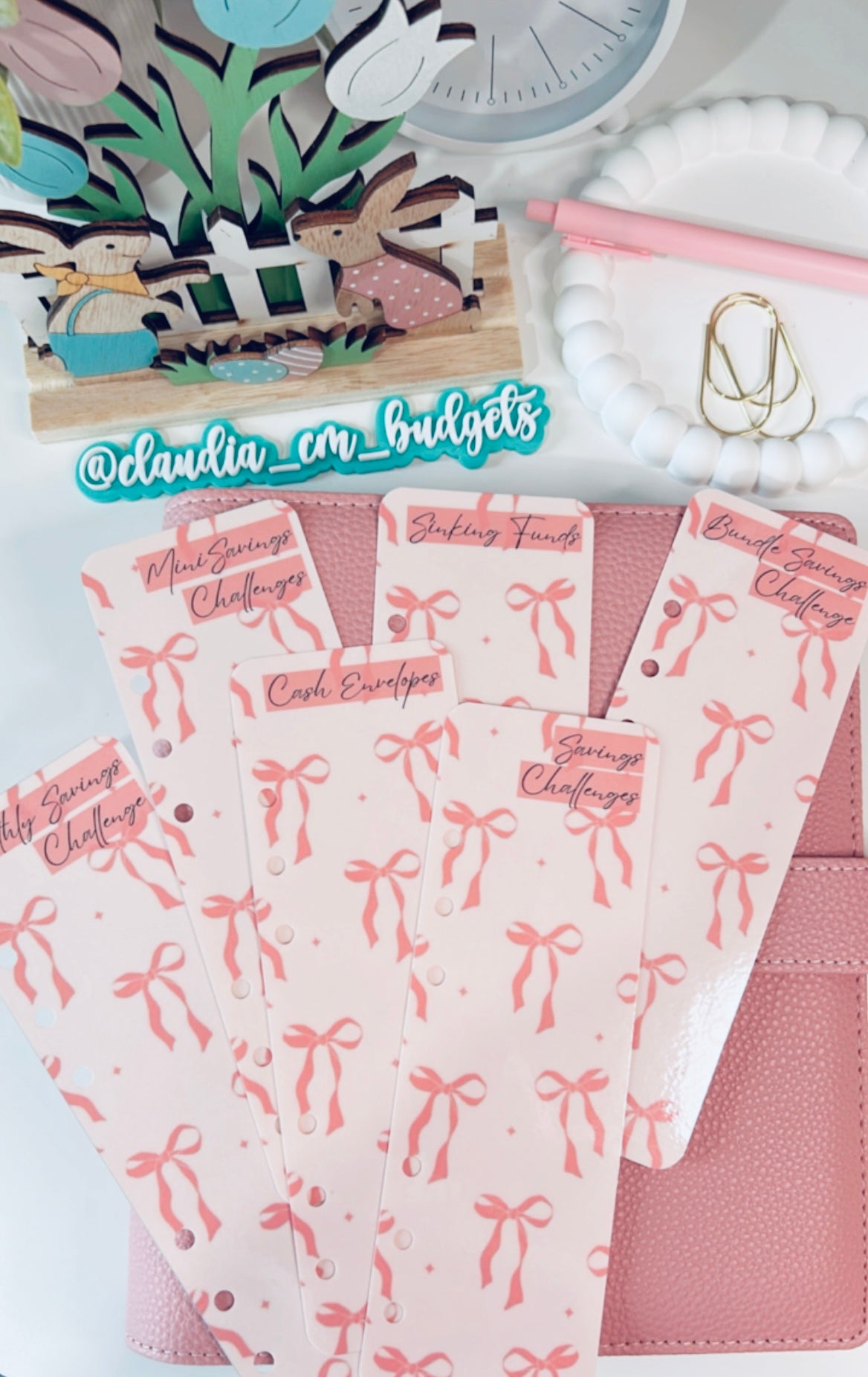 Pink Bow Theme Bookmarks
