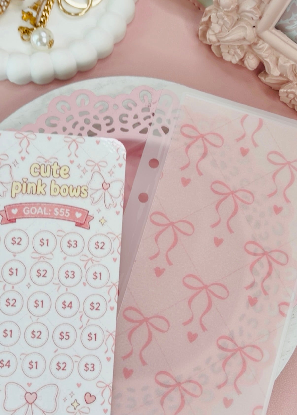 Cute Pink Bows Savings Challenge