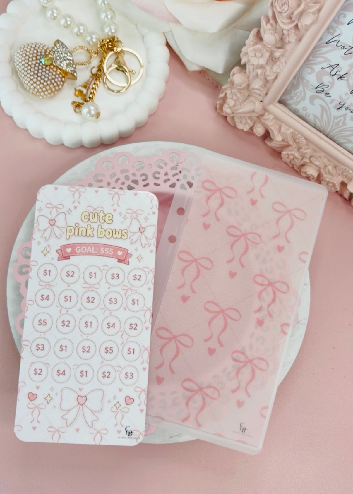 Cute Pink Bows Savings Challenge