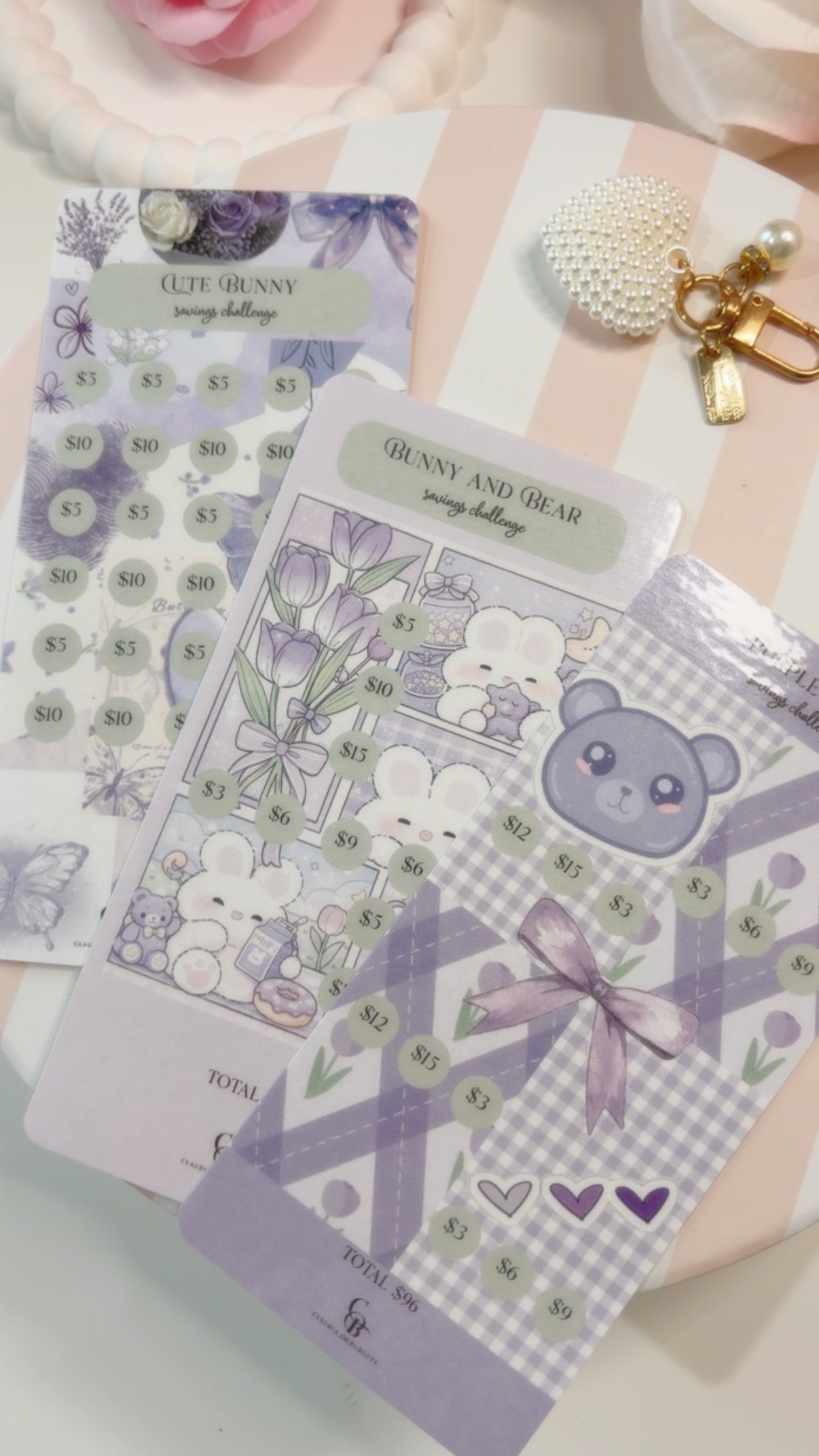 Purple Bunny and Bear Savings Challenge