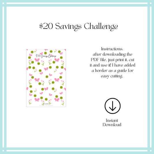 A5 $20 Savings Challenge (DIGITAL FILE)
