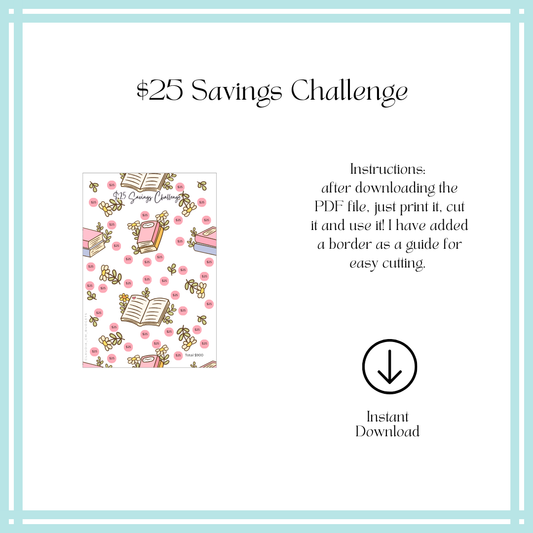 A5 $25 Savings Challenge (DIGITAL FILE)
