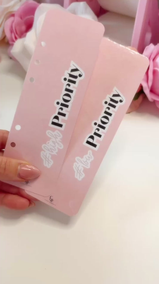High and Low Priority pink Bookmarks